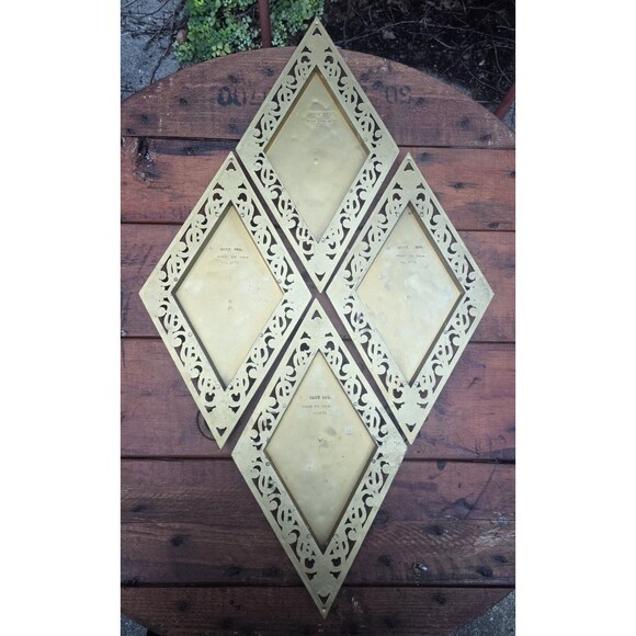 4 Hollywood Regency Diamond Shaped Wall Plaques Key Keyhole Violin Bouquet DART - Picture 6 of 10